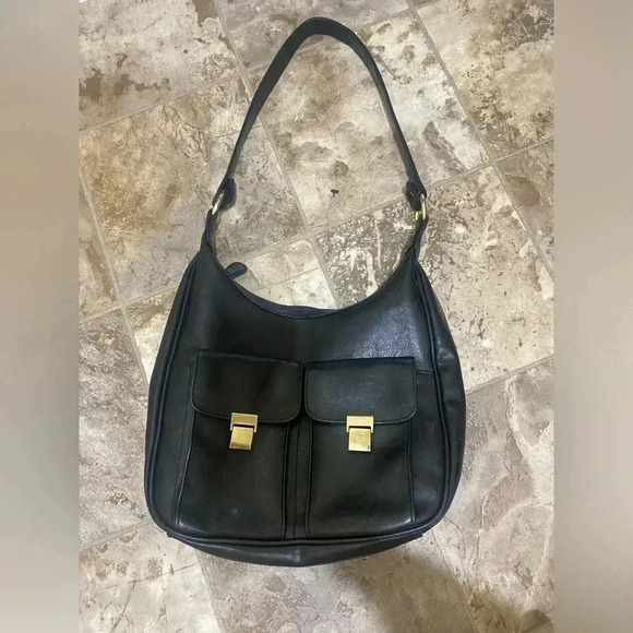 Women’s Black with Gold Details Faux Leather Shoulder  Bag Purse lots of Storage - Picture 2 of 16